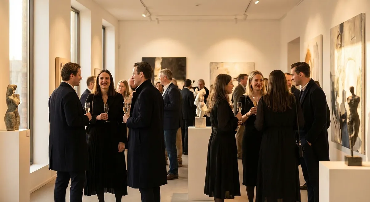 Visiteurs dans une exposition culturelle