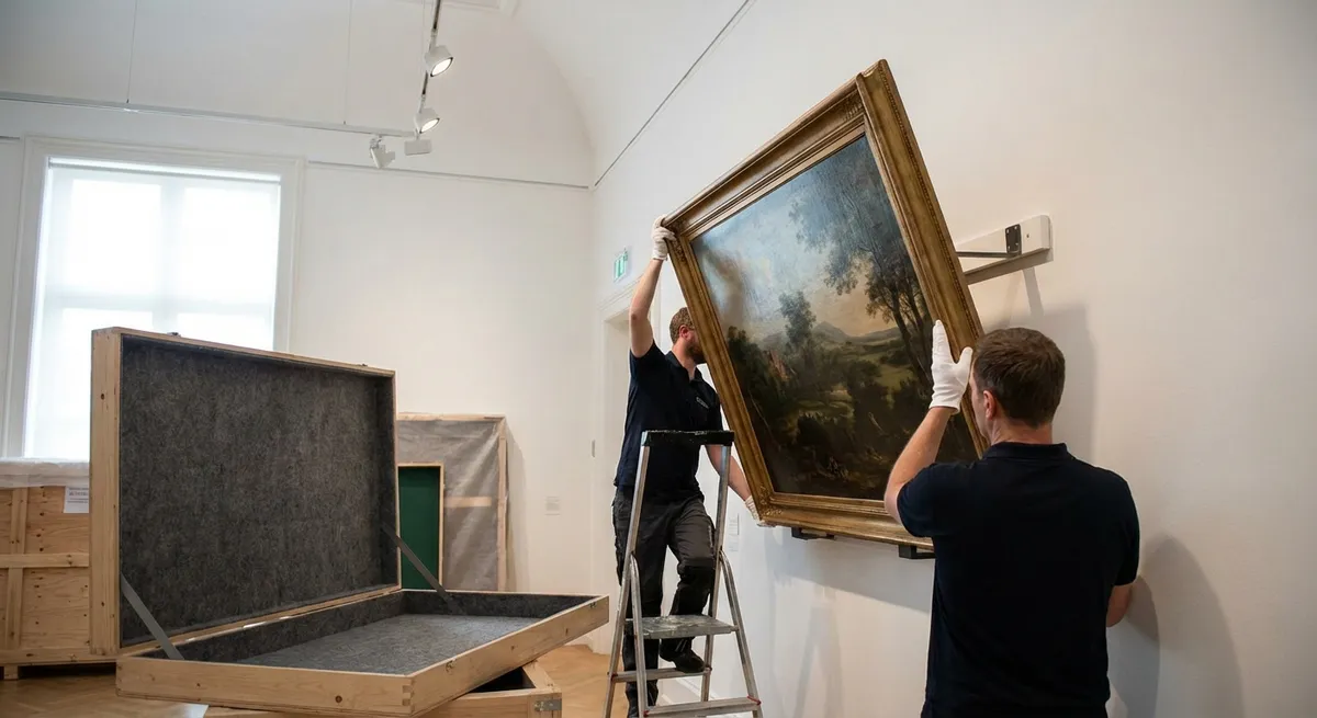 Visiteurs dans un musée d'art contemporain