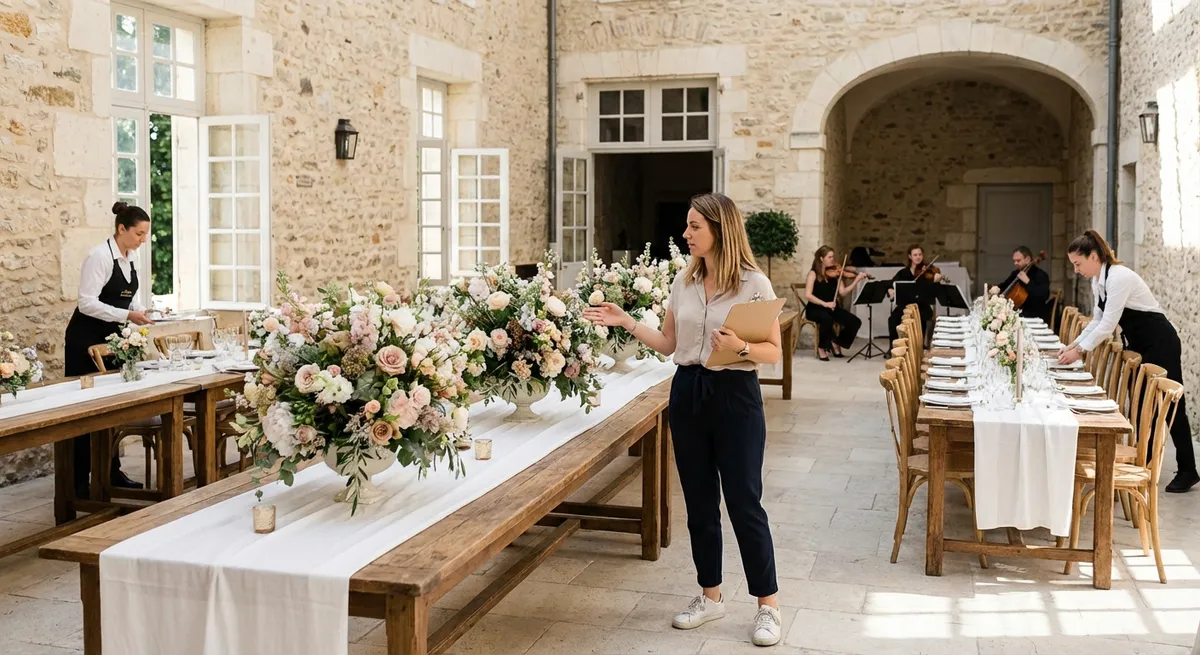 Wedding planner organisant un mariage