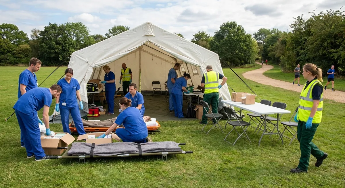 Événement sportif en plein air avec participants et spectateurs